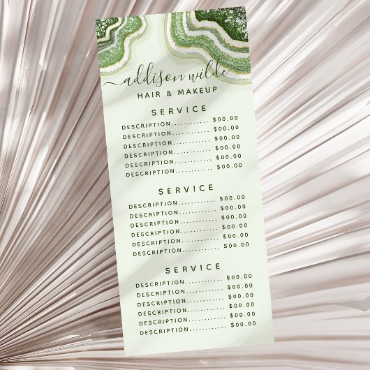 Carte Publicitaire Vert émeraude paillettes agate géode Luxe Chic