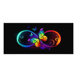 Carte Publicitaire Vibrant infinity with rainbow butterfly on black