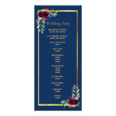 Carte Publicitaire Wedding navy blue florals burgundy (Dos)
