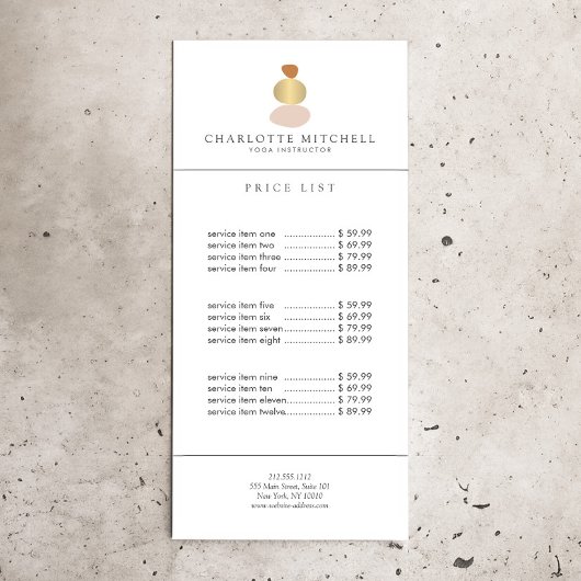 Carte Publicitaire Yoga Massage Logo Or Pierre Abstraite Moderne Zen