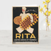 Carte Publicité ancienne pour biscuits Rita (Fleur jaune)
