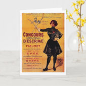 Carte Publicité vintage de Concours d'escrime ! (Fleur jaune)