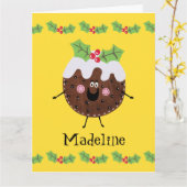 Carte Pudding de Noël personnalisé (Fleur jaune)