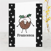 Carte Pudding de Noël personnalisé (Fleur jaune)