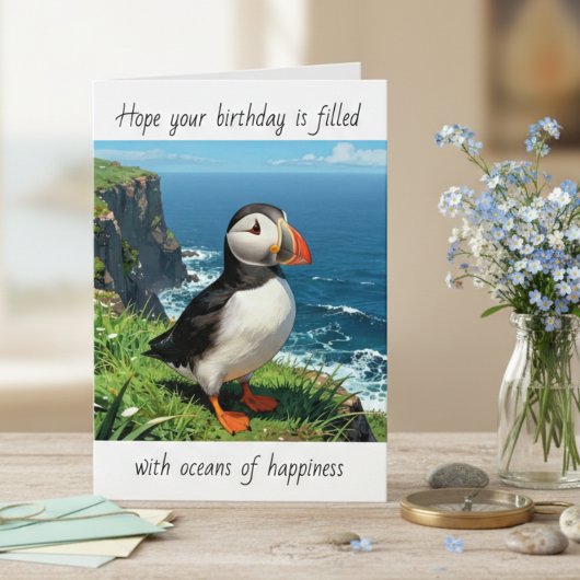 Carte Puffin Happy Birthday Wishes