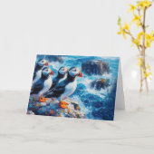Carte Puffins (Fleur jaune)