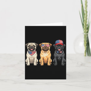 Carte Pug 4 juillet Drapeau américain chien patriotique