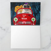 Carte Pug Chien Conduisant une Voiture Effrayante Hallo (Intérieur)