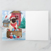 Carte Pug Chien Dans Maison De Noël enneigée (Intérieur)