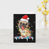 Carte Pug Christmas Tree Lights Santa Dog Xmas (Fleur jaune)