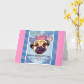 CARTE PUG DE LA FÊTE DES MÈRES (Fleur jaune)