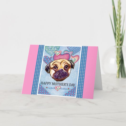 CARTE PUG DE LA FÊTE DES MÈRES (Devant)