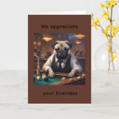 Carte Pug détective à la table de billard appréciation c (Fleur jaune)