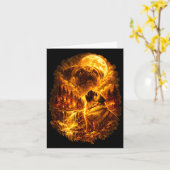 Carte Pug howling at moon dramatic full moon  (Fleur jaune)