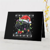 Carte Pug noir arbre de Noël Maman Papa Pull de Noël lai (Fleur jaune)