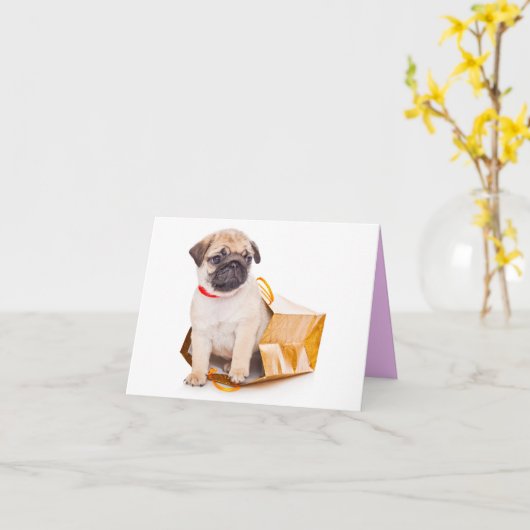 Carte Pug Puppy Dog Blank Greeting Note (Fleur jaune)