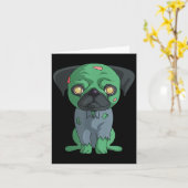 Carte Pug zombie (Fleur jaune)