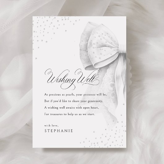Carte Puits de Vœux Perles à Ruban Blanc Mariage Shower