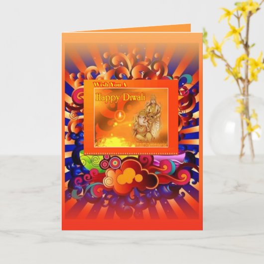 Carte puja   de diwali (Fleur jaune)