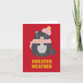 Carte Pull à capuche, écharpe et chapeau rose Kitty (Devant)