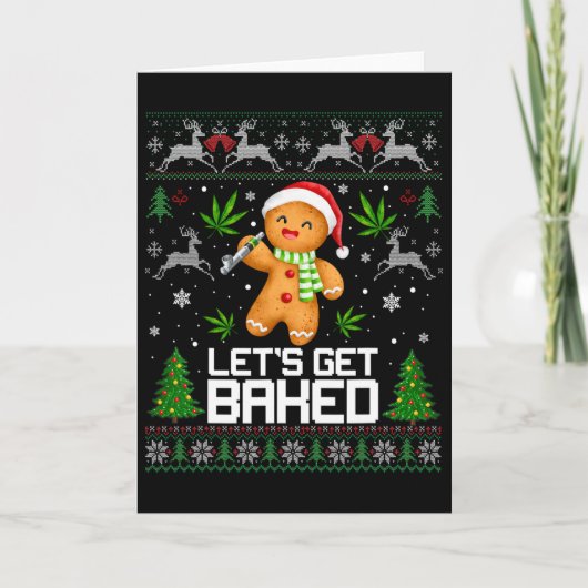 Carte Pull Ugly Noel Herbe Noël Xmas (Devant)