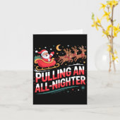 Carte Pulling An All-nighter Funny Christmas Santa Sleig (Fleur jaune)