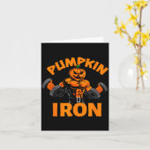Carte Pumpkin Iron Halloween Gym Workout Lifting Pun Fun (Fleur jaune)