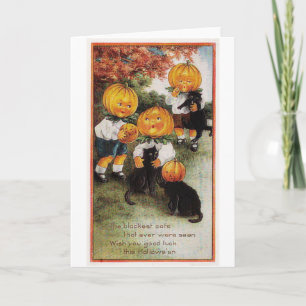 Carte Pumpkins and Cats Vintage Halloween