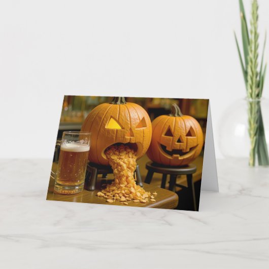 Carte Pumpkins In a Bar Halloween Birthday Humor (Devant)