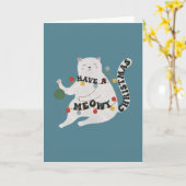 Carte Pun de chat : Joyeux Noël miaou (Fleur jaune)