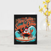 Carte Pun de crabe de Noël mignon Santa Hat (Fleur jaune)