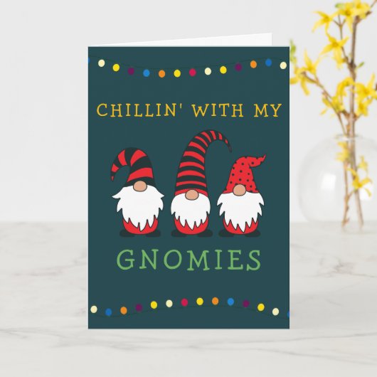 Carte Pun de Noël amusant avec mes gnomes | (Fleur jaune)