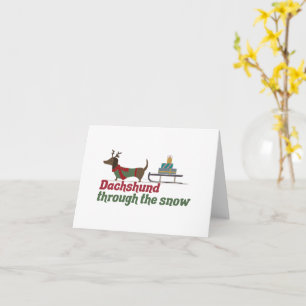 Carte Pun de Noël pour chien : Dachshund à travers la ne