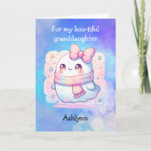 Carte Pun Fantôme Pink Bow Halloween Petite-fille (Devant)