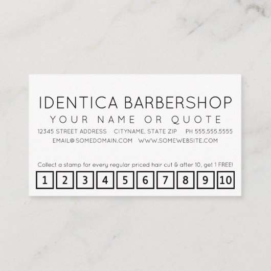 Carte punch #BARBERS hashtag loyalty (Dos)