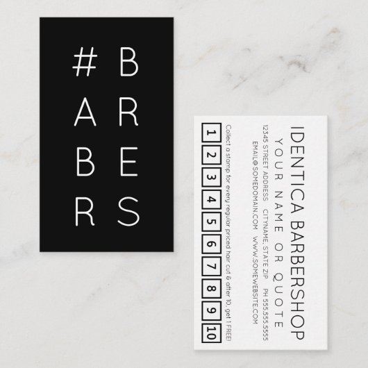 Carte punch #BARBERS hashtag loyalty (Devant / Derrière)
