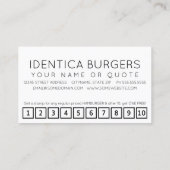 Carte punch #BURGERS hashtag loyalty (Dos)