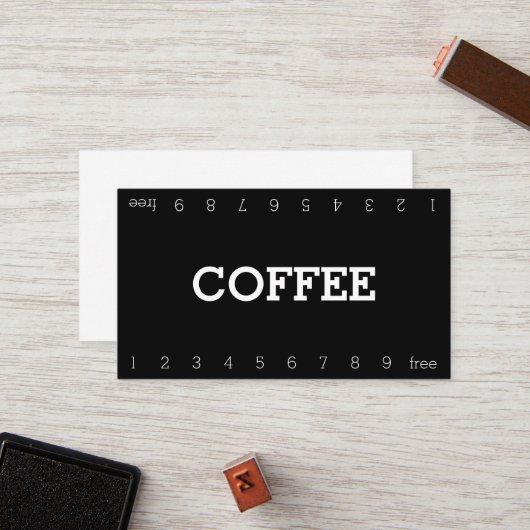 Carte Punch Café Double Numéro Simple (Devant/Arrière en situation)