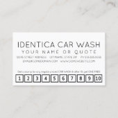Carte punch #CARWASH hashtag loyalty (Dos)