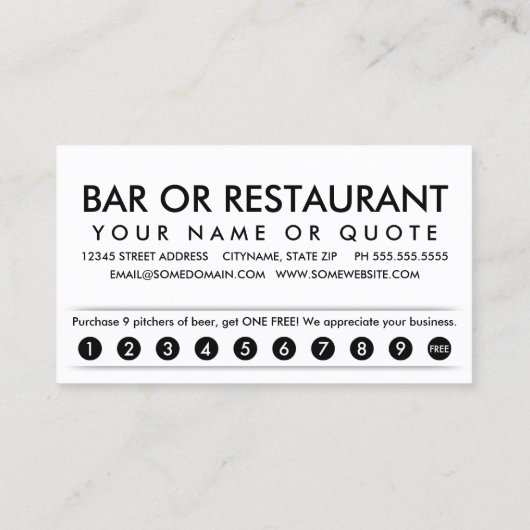 carte punch fidélité (Dos)