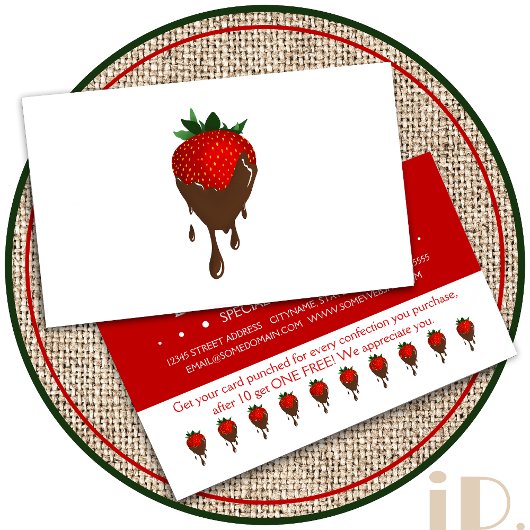 carte punch fidélité aux fraises chocolat