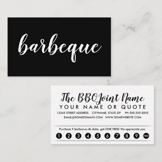 Carte punch fidélité BARBEQUE (Devant / Derrière)