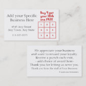 Carte Punch fidélité client - Utilisation professi (Devant / Derrière)