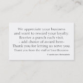 Carte Punch fidélité client - Utilisation professi (Dos)