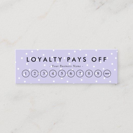 Carte Punch Loyalty Dots Noir & Violet (Devant)