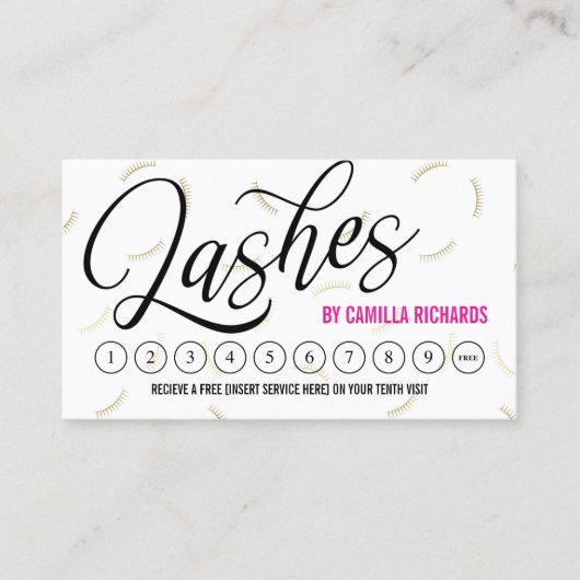 Carte Punch Loyalty Script & Gold Black (Devant)