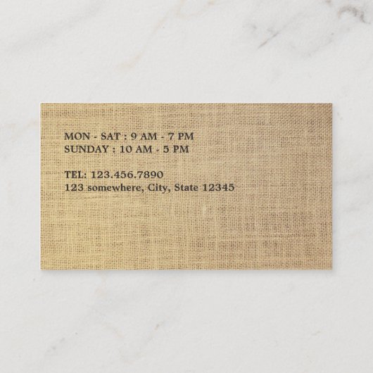 Carte Punch Loyauté | Burlap rustique et café en b (Dos)