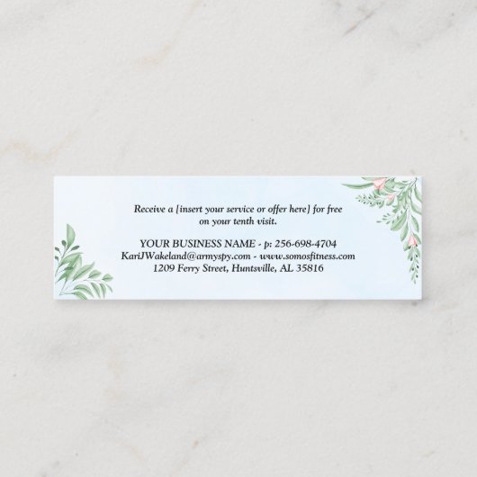 Carte Punch Loyauté Dusty Blue Eucalyptus Greenery (Dos)