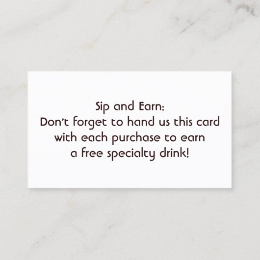 Carte Punch Loyauté pour socle Bean Espresso (Dos)