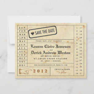 Carte Punch vintage Enregistrer la date